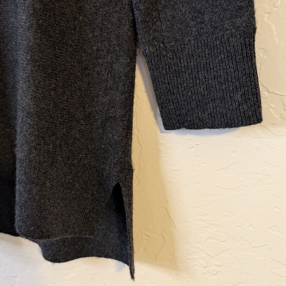 Halogen Wool Cashmere Blend Sweater Side Slit Hem Charcoal Grey Tunic - Picture 5 of 9